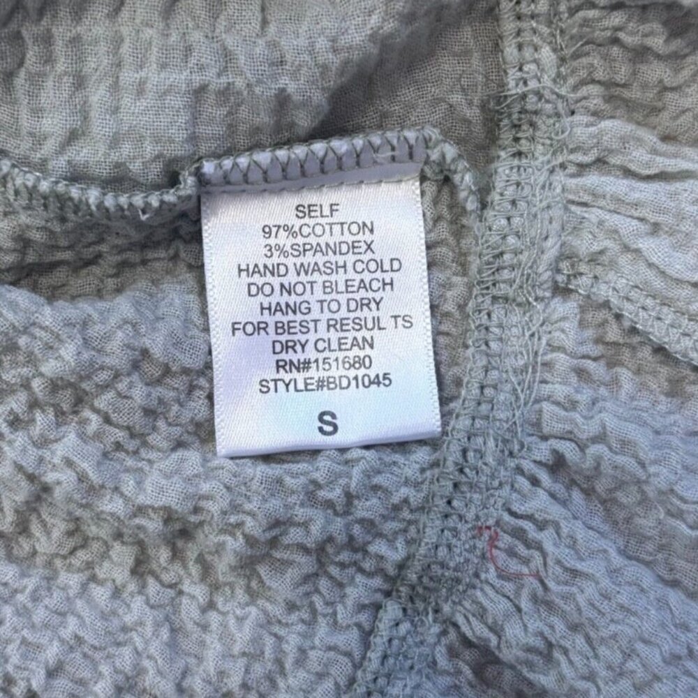 STORIA Womens S Greyish Mint Ruffle Top Blouse Peasant Cottage Core Tassle NWT - Picture 3 of 6